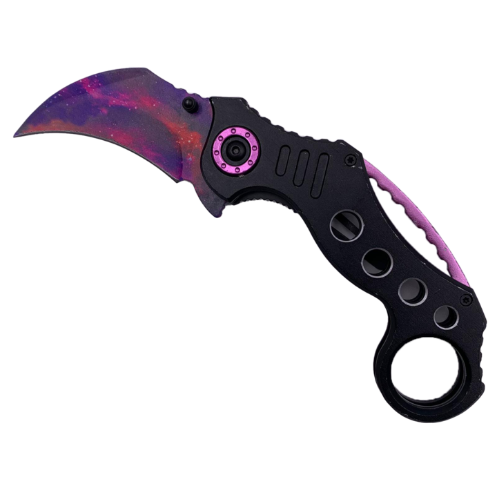 Cutit Karambit cu Tais, Prindere Curea, Inel, Model Curbat, Multicolor, 20 cm, Dalimag