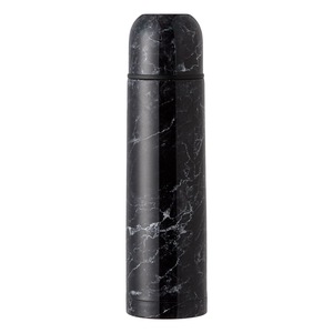 Termos din otel inoxidabil, capac cu filet, Model Marmura Negru, 500 ml