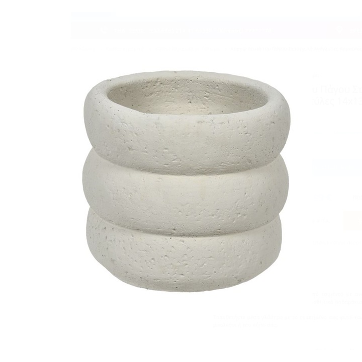 Ghiveci, cu model circular, reliefat, Gri-Alb, 14x13 cm