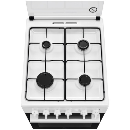 Aragaz Electrolux LKG504002W, Gaz, 4 arzatoare, Aprindere integrata plita + cuptor, Siguranta plita + cuptor, Autocuratare catalitica, 50 cm, Alb