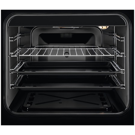 Aragaz Electrolux LKG504002W, Gaz, 4 arzatoare, Aprindere integrata plita + cuptor, Siguranta plita + cuptor, Autocuratare catalitica, 50 cm, Alb