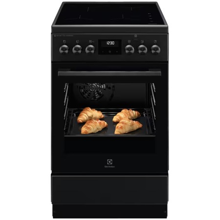 Aragaz Electrolux LKI564201K, Electric, Inductie, 4 zone de gatit, Cuptor electric multifunctional, Booster, SteamBake, AirFry, Autocuratare catalitica, Grill electric, Clasa A, 50 cm, Negru