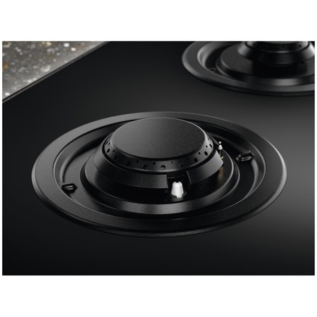 Plita incorporabila Electrolux KGG953753K, Gaz, 5 arzatoare, Aprindere electrica, Gratare fonta, Timer electronic, Conectivitate hota, 90 cm, Negru