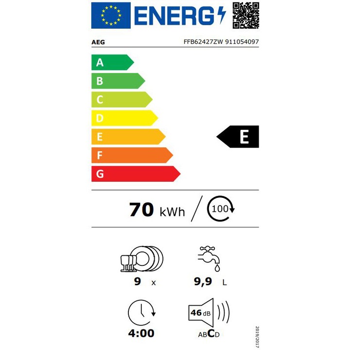 Masina de spalat vase AEG FFB62427ZW, 9 seturi, 9 programe, Motor Inverter, Clasa E, AirDry, Pro Clean, Afisaj digital, Alb