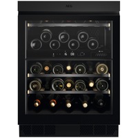 Racitor de vinuri incorporabil AEG AWUD040B8B, 40 sticle, 122 l, Control electronic, Zona dubla de control, Motor Inverter, Indicator temperatura, Usa reversibila, Clasa G, H 82 cm, Negru