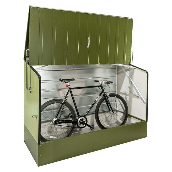 Magazie pentru bicicleta, Trimetals, Otel/PVC, 196x89x133cm, Verde