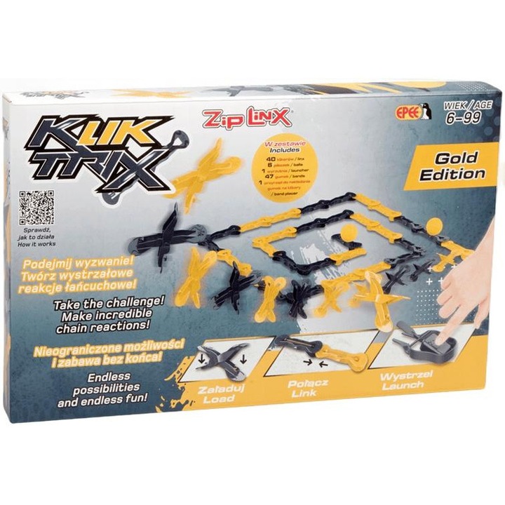 Конструктор Klik Trix, шпага, 95 части, жълто/черно, 6 години+