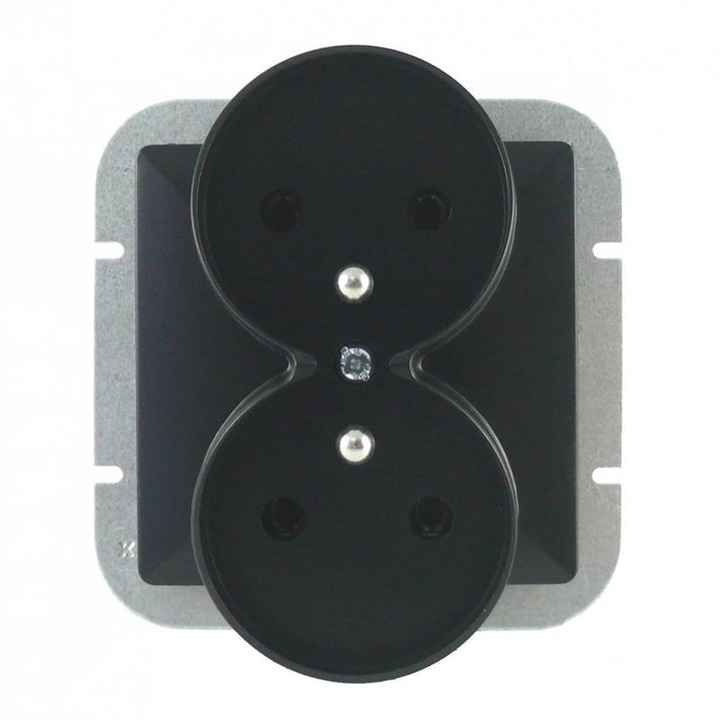 Двоен контакт, Abex, 250 V, 16 A, черен