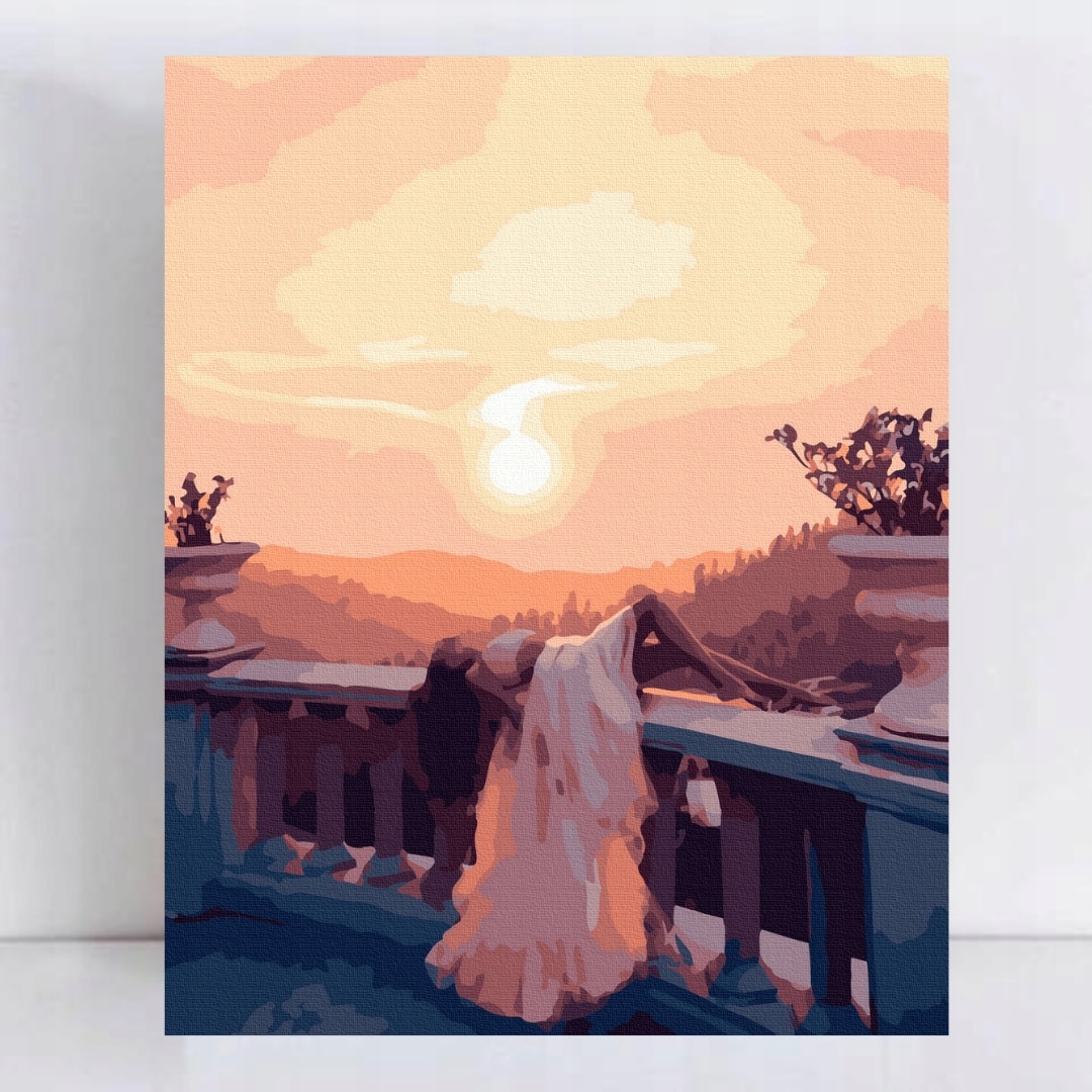 Комплект рисуване по номера, Красив залез, 40 x 50 см, Платно ...