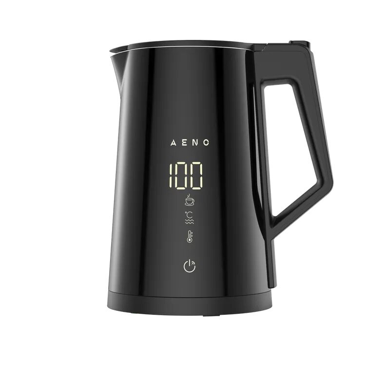 Fierbator electric inteligent Aeno AEK0007S, controler Strix , 1.7 l, filtru de calcar, protectie la fierbere uscata, corp cu pereti dubli neincalzitor, vas interior fara sudura din otel inoxidabil, afisaj LED, setari de temperatura, negru