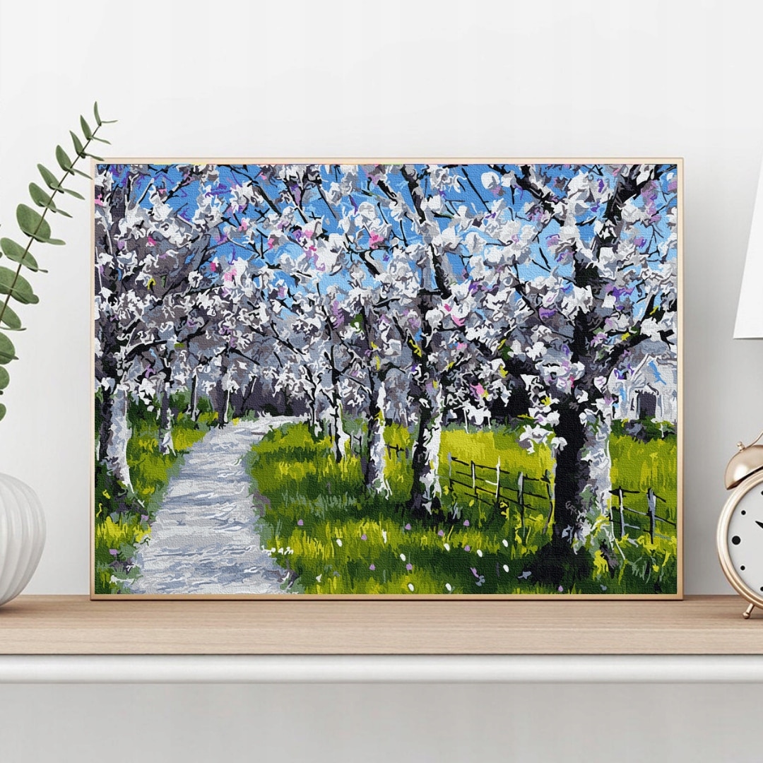 Set pictura pe numere, Gradina de primavara, 40 x 50 cm, Panza ...
