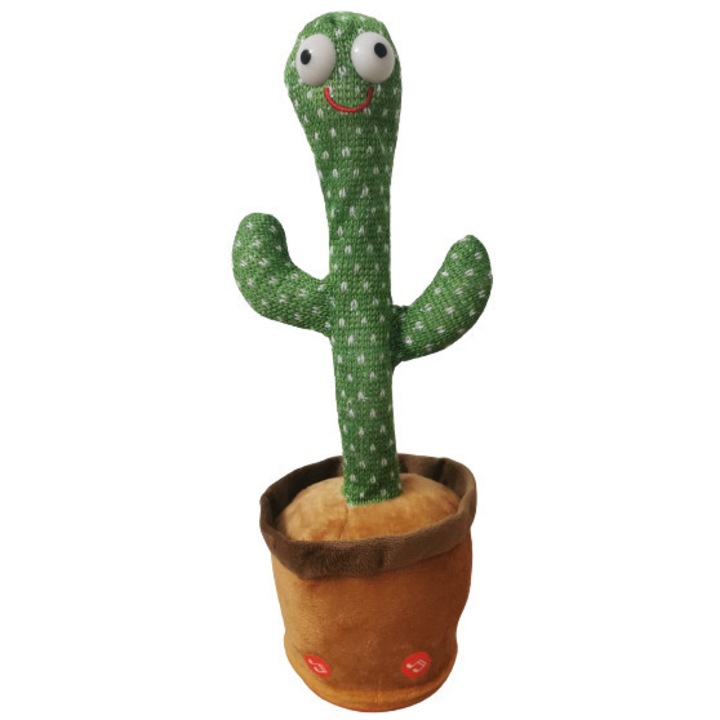 Jucarie Interactiva Cactus Dansator Educativ, 60 Melodii, Canta, Danseaza, Imita, Cablu Usb, Verde