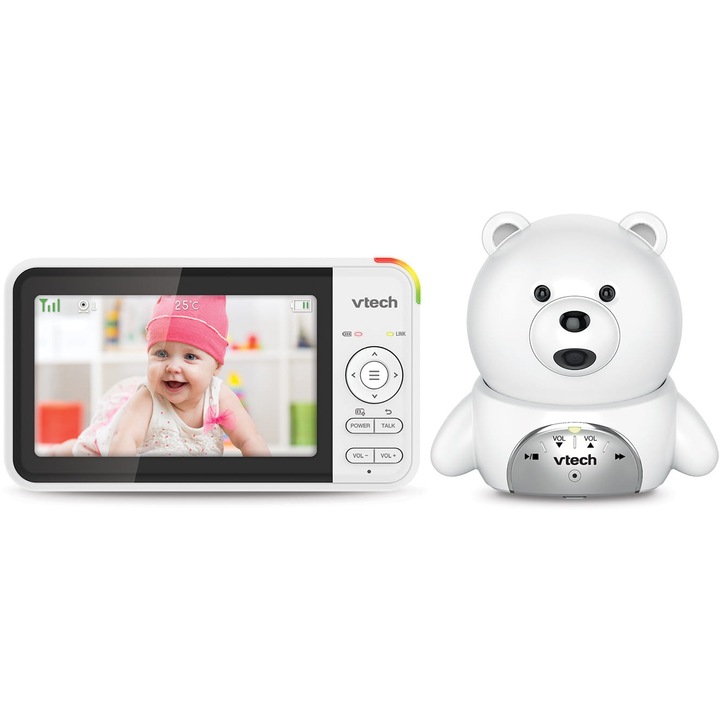 Дигитален бебефон, Vtech, Безжичен, Обхват 50-300 м, Бял