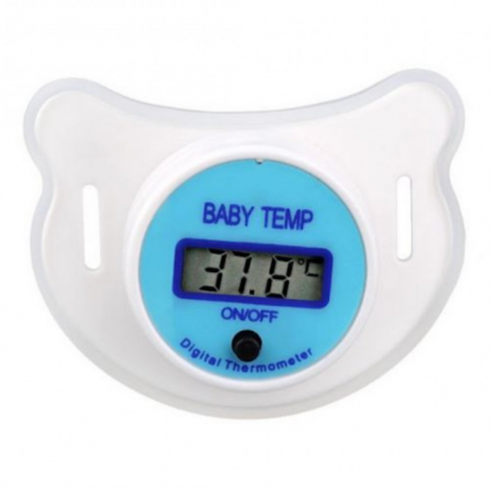 Termometru Electronic pentru Bebelusi tip Suzeta 2 in 1 cu ecran LCD, albastru