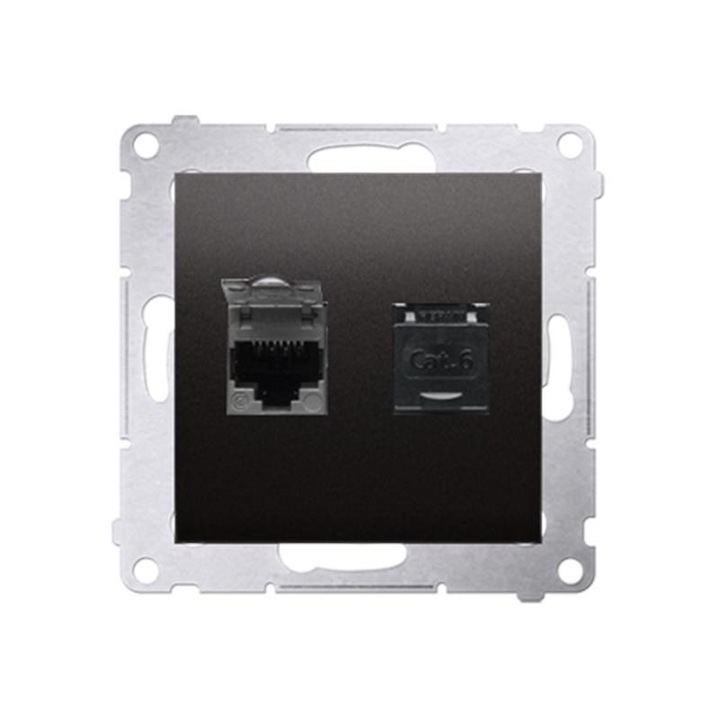 Двойна розетка за компютър, Контакт-Симон, Сив
