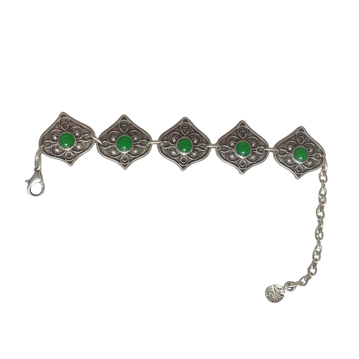 Bratara din aliaj argintat, model antichizat P0683, Vintage, dimensiune reglabila