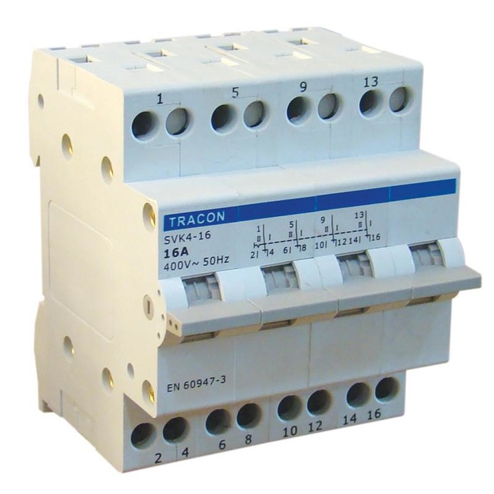 Автоматичен предпазител, Tracon Electric, 63A, 4P, 400V, Бял