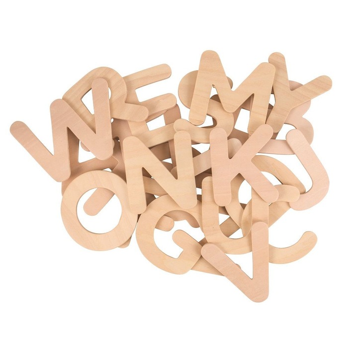 Set 26 litere din lemn, Bigjigs, 3 ani+, Maro natural