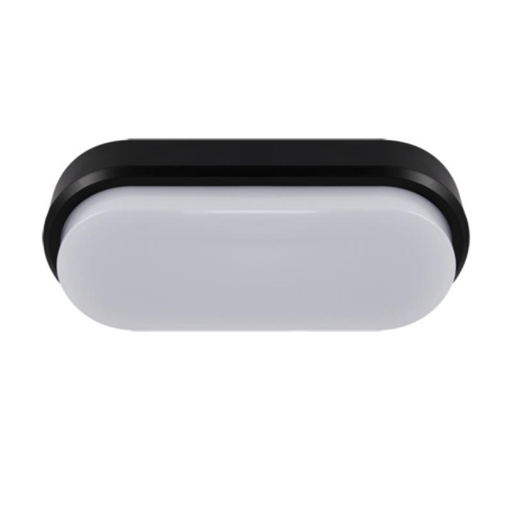 Plafoniera LED, Horoz Electric, ABS, 12W, 4000K, Alb/Negru