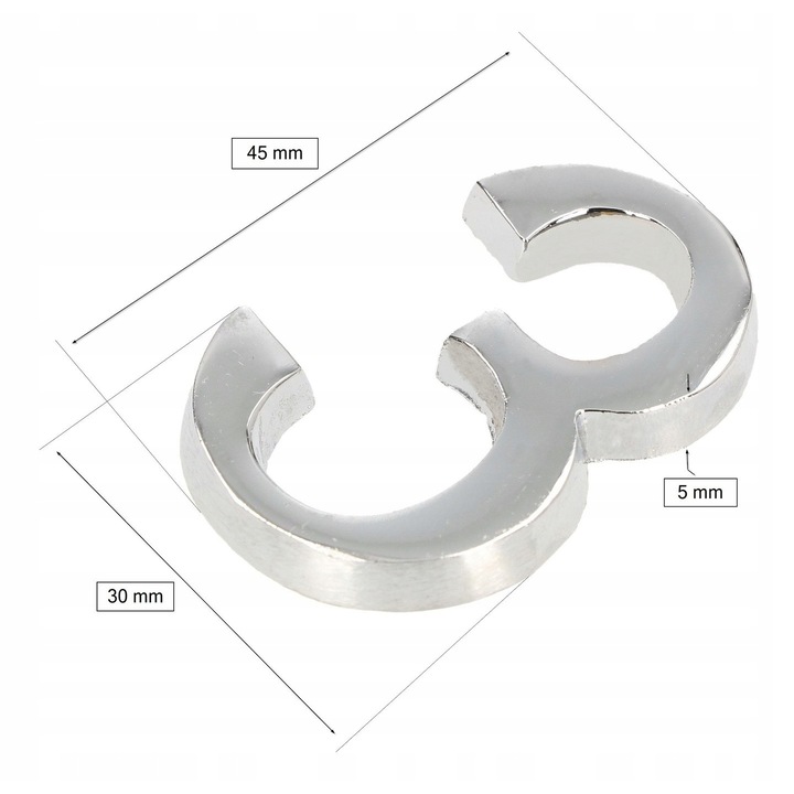 Номер на врата, Котарбау, Месинг, 5 см, Сребро