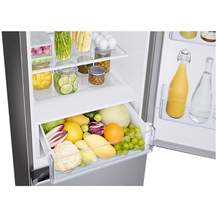 Combina frigorifica Samsung RB34C600CSA/EF, 344 l, Clasa C, Total No Frost, All-Around Cooling, Compresor Digital Inverter, WiFi, AI Energy, Smart Control, H 185 cm, Inox