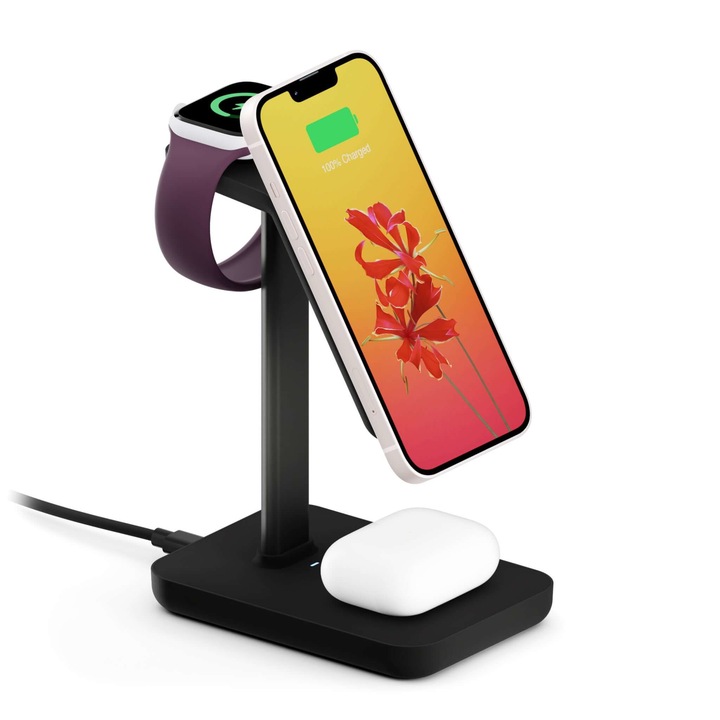 Statie de incarcare wireless HiRise 3Twelve South pentru iPhone, AirPods si Apple Watch | Negru