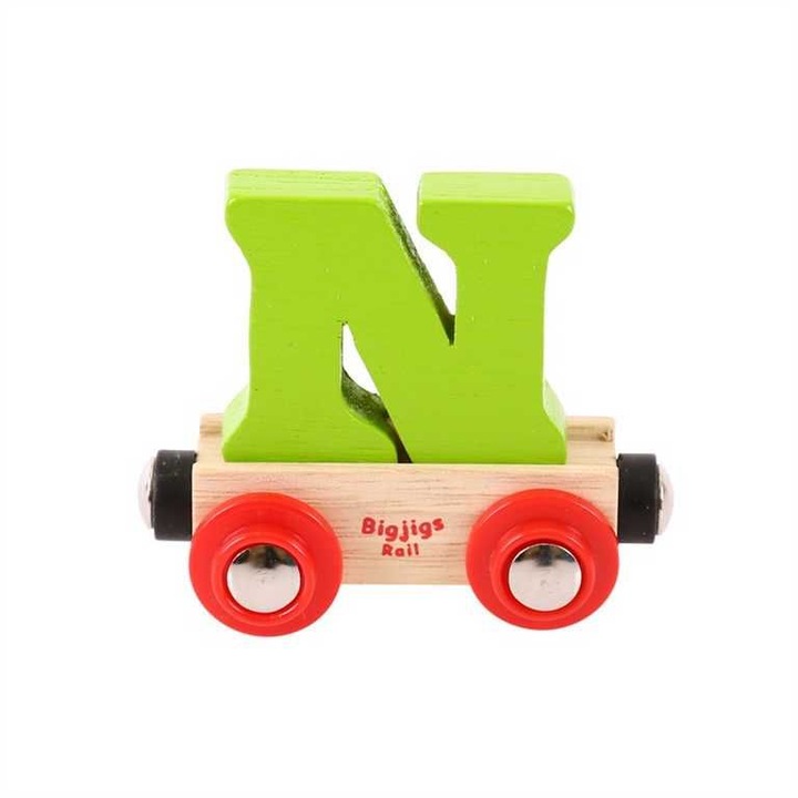 Vagon de jucarie litera N, Bigjigs Rail, Lemn, Multicolor, 1 an+
