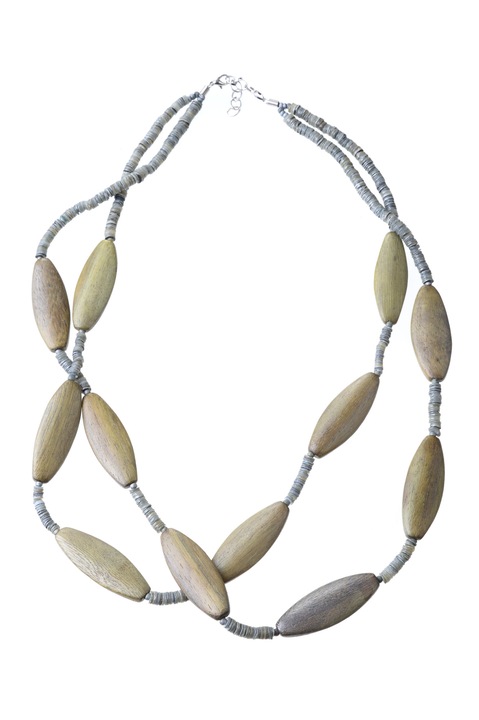 Colier, Gloria Maris Handmade, Wood exotic 28405 Verde/Maro, 80 cm