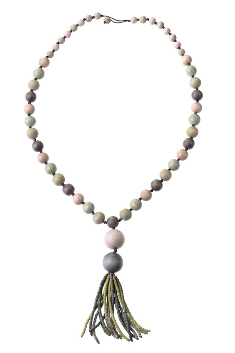 Колие, Gloria Maris Handmade, екзотично дърво 78392 Кафяво/Зелено, 87 cm