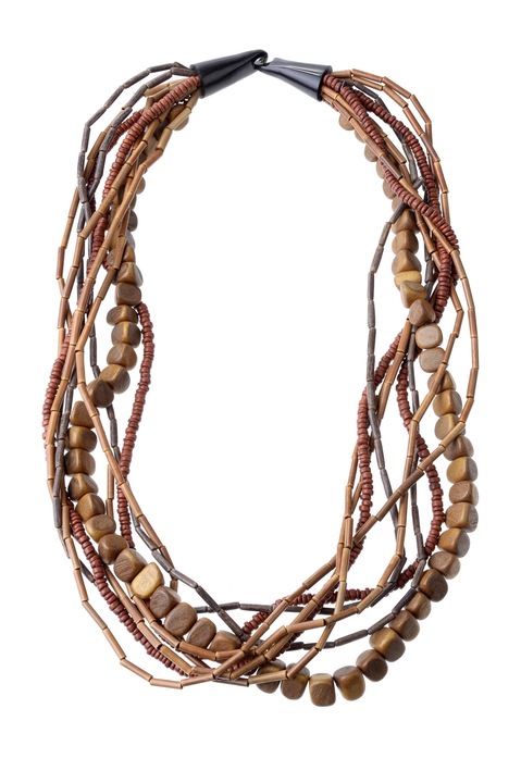 Колие, Gloria Maris Handmade, Екзотично дърво 9234 Кафяво, 84 cm