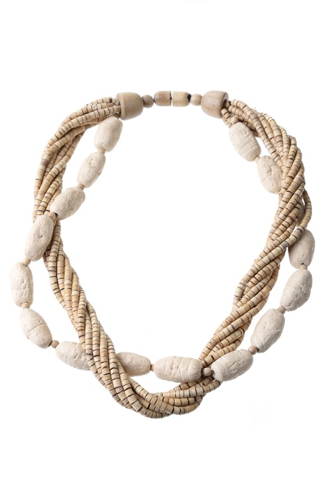 Колие, Gloria Maris Handmade, екзотично дърво 9245 бежово, 55 cm