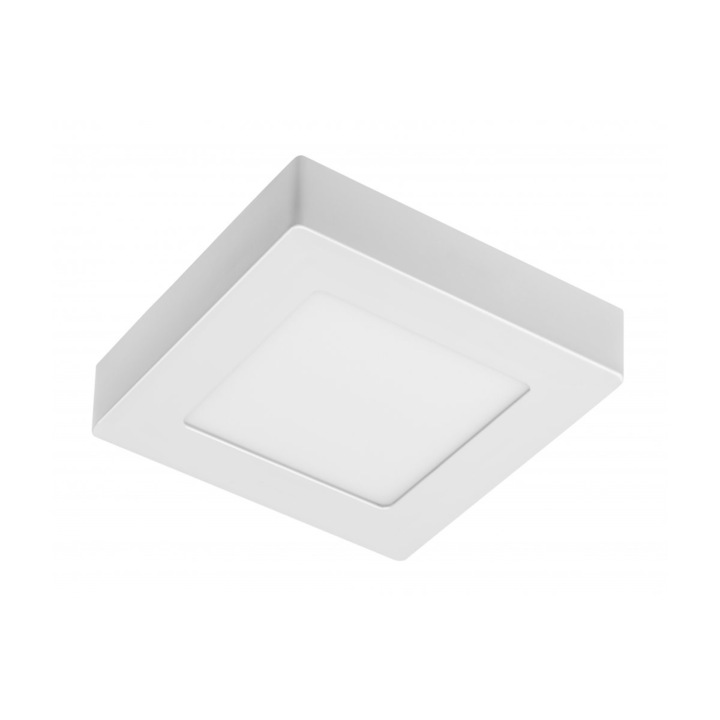 Spot LED patrat, aplicat, rama alba, 7W, IP20, 560 lumeni, unghi 120°, lumina calda-3000k