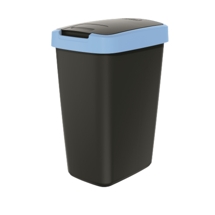 Cos de gunoi COMPACTA Q, cu clapeta, negru - albastru, 12l