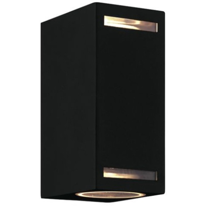 Kültéri fali lámpa, Struhm, Alumínium, GU10, 2x35W, Fekete, 03014