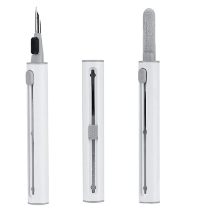 Dispozitiv pentru curatare telefoane/casti, 2in1, Alb