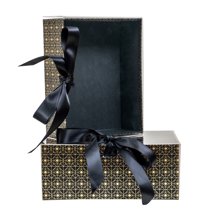 Set 2 cutii cu forma dreptunghiulara, negru, B.S.P. / CD4921_NG