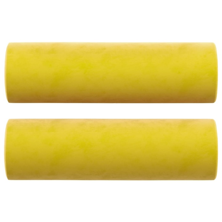 Set perne decorative vidaXL, 2 buc., galben, Ø15x50 cm, catifea