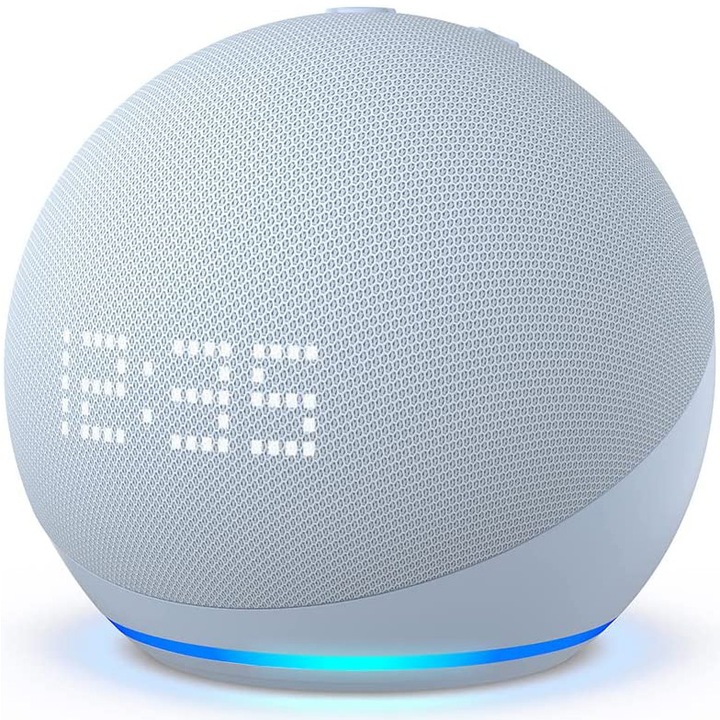 Boxa inteligenta cu ceas Amazon Echo Dot 5, Control Voce Alexa, Wi-Fi, Bluetooth, Albastru