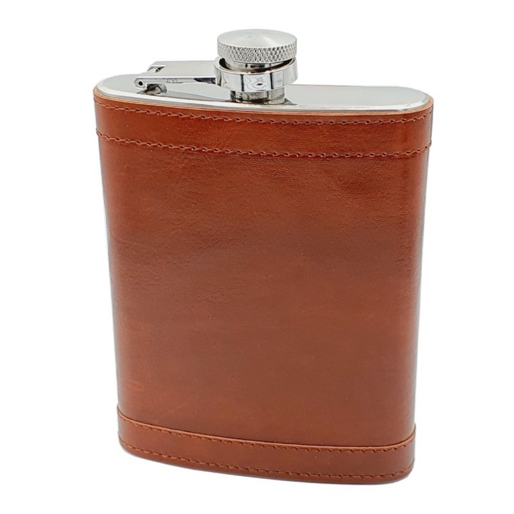 Джобна Бутилка, Eleon 490140, Манерка с кожа, Кафява, 240ml