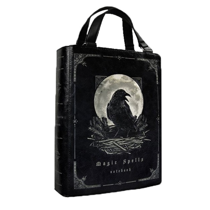 Varázslat gótikus női táska, fekete, könyv