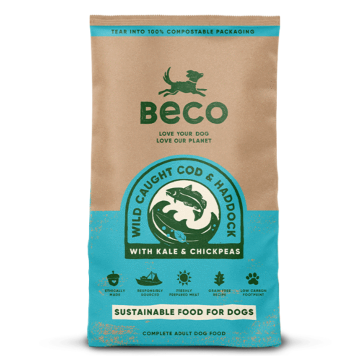 Beco Kutyatáp Eledel - Vadvizi Tőkehal és foltos Tőkehal kutyaeledel, 2 kg, Kizárólag természetes alapanyagok