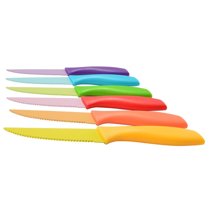 Set 6 cutite steak, colorate, Perfect Home