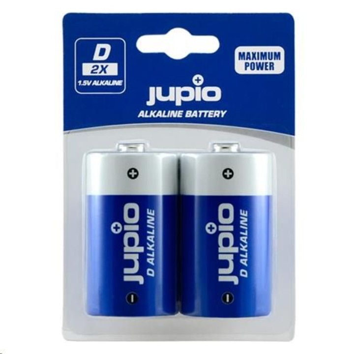 Комплект батерии, Jupio, D-LR20, Алкални, 1.5V, 2бр