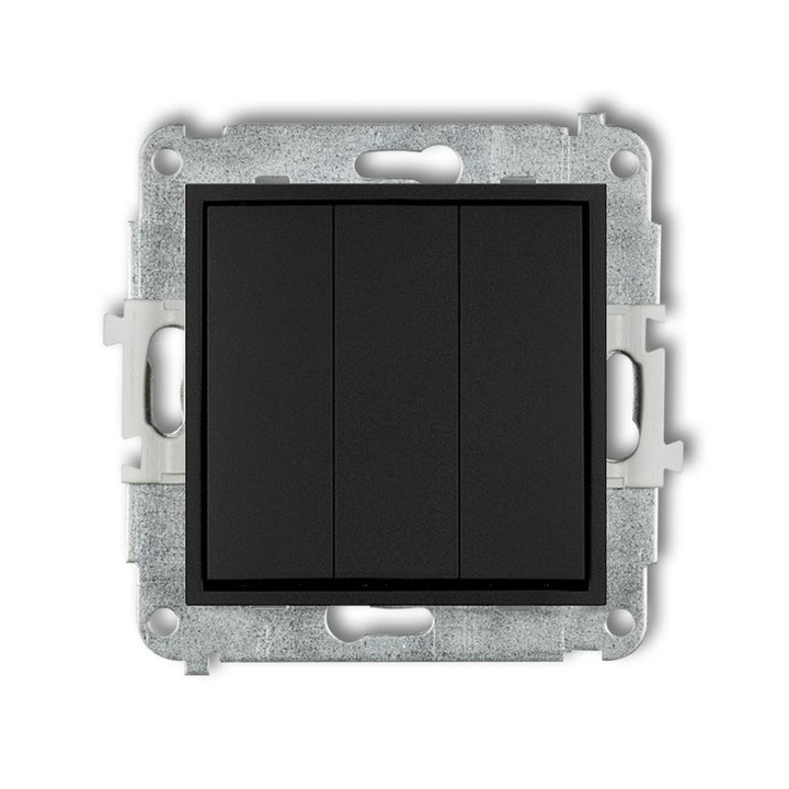 Tripla kapcsoló, Karlik, ABS, Fekete