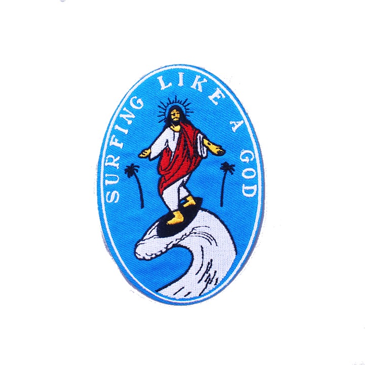 Petic textil brodat Like a God Jesus 10.1x6.8 cm