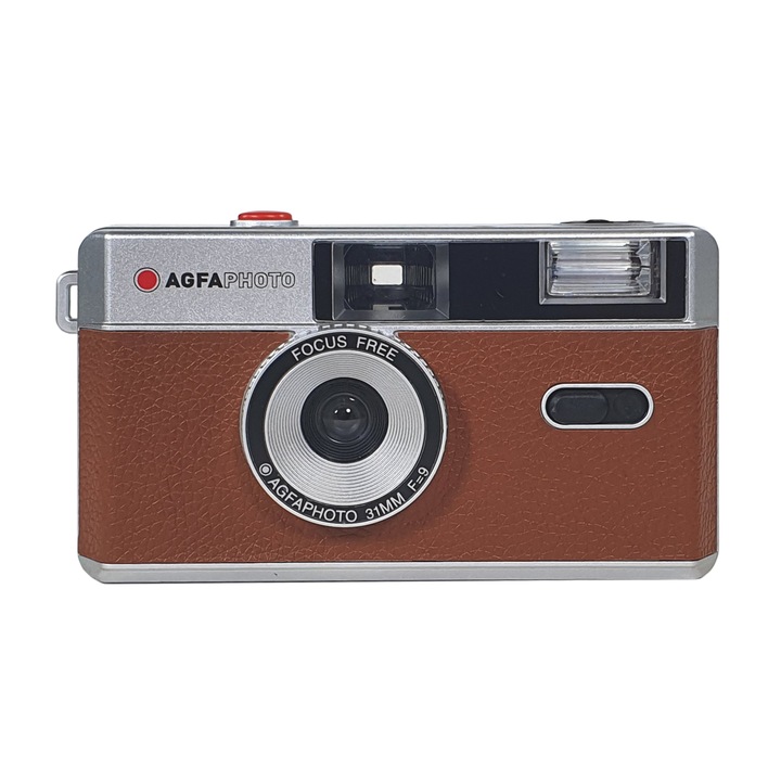 Фотоапарат AgfaPhoto, 35 мм, със светкавица, кафяв