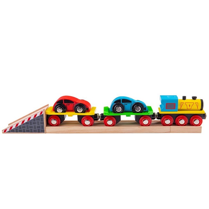 Играчка влак Bigjigs Rail, Дървена, Многоцветна, 3+ години