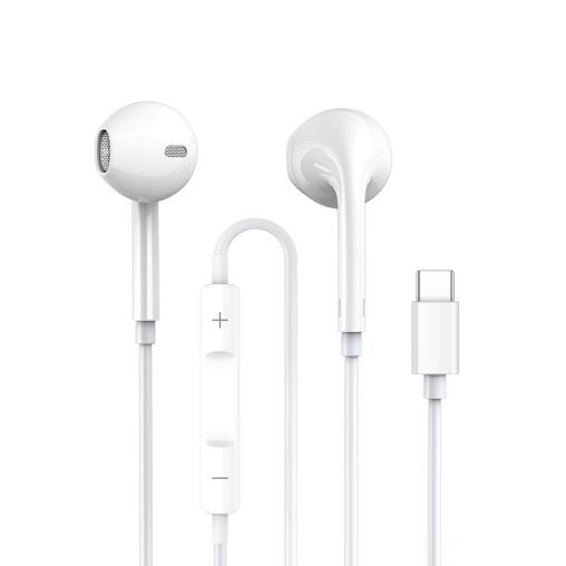 Casti pentru telefon, mufa Type-C, functie hands-free, Alb