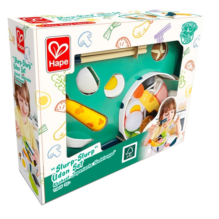 Set de gatit pentru copii, Hape, Supa japoneza cu taitei, 11 piese
