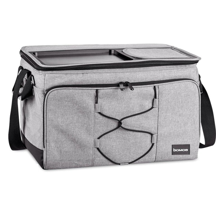 Geanta frigorifica pliabila, Bomoe, Pentru picnic, 43x32x28cm, 45L, Gri
